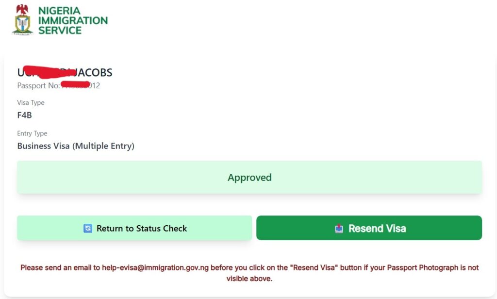 Nigeria eVisa Status